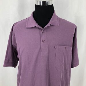 Haband Button Pocket Polo Shirt Purple Short Sleeve 1HX XL